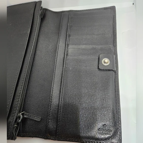 Gucci G Leather long Bifold wallet Black - Picture 5 of 9